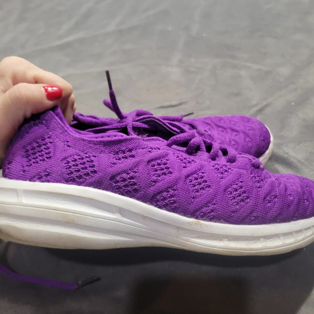 Purple Knit Athletic Sneakers Lace Up Lightweight Breathable Running Shoes‎